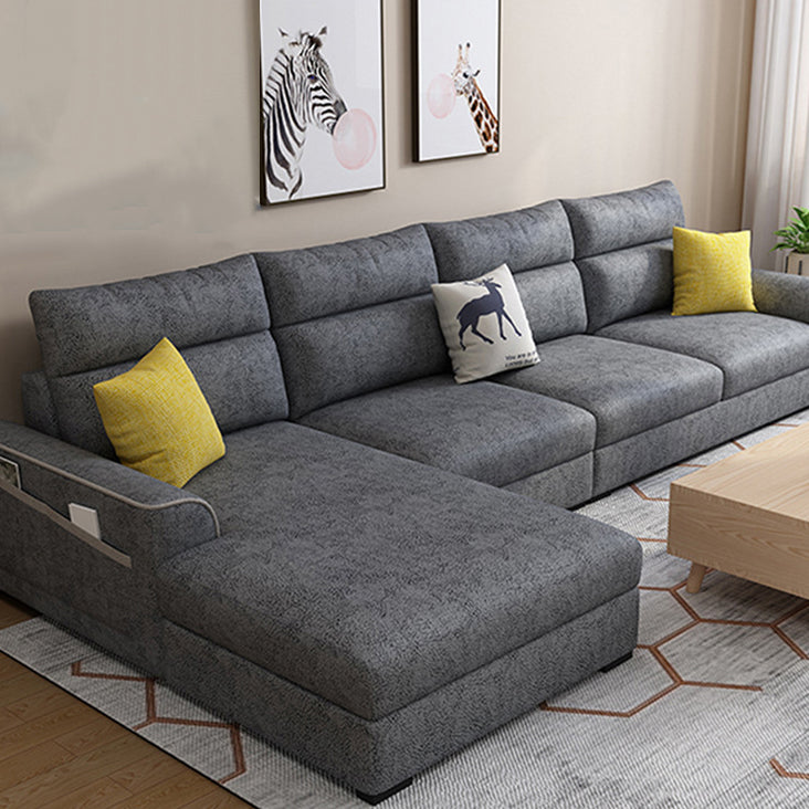 Modular Sewn Pillow Back Bench Seating Recessed Arm Assembled Settee Furniture Dark Gray Faux Leather Clearhalo 'furn' 'furn_sectionals' 'Furniture' 'furniture_sectionals' 'kitchen' 'kitchen_sectionals' 'Living Room Furniture' 'Sectionals' 4774469