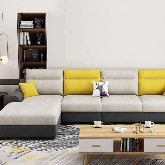 Modular Sewn Pillow Back Bench Seating Recessed Arm Assembled Settee Furniture Clearhalo 'furn' 'furn_sectionals' 'Furniture' 'furniture_sectionals' 'kitchen' 'kitchen_sectionals' 'Living Room Furniture' 'Sectionals' 4774471