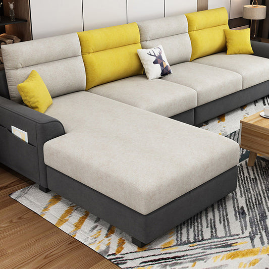 Modular Sewn Pillow Back Bench Seating Recessed Arm Assembled Settee Furniture Clearhalo 'furn' 'furn_sectionals' 'Furniture' 'furniture_sectionals' 'kitchen' 'kitchen_sectionals' 'Living Room Furniture' 'Sectionals' 4774476