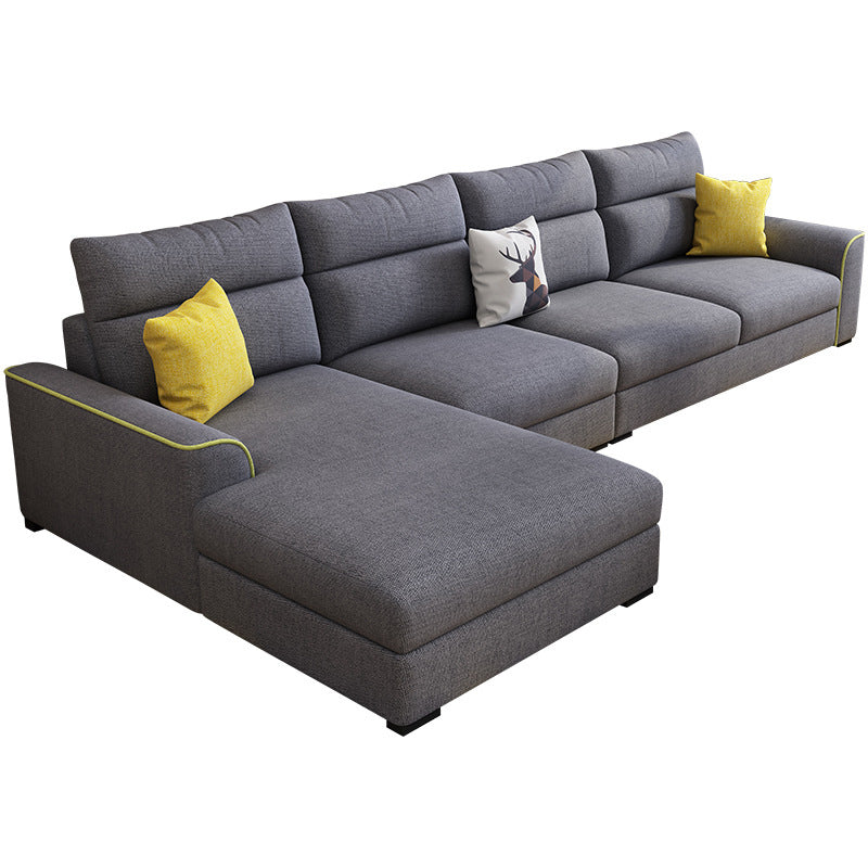 Modular Sewn Pillow Back Bench Seating Recessed Arm Assembled Settee Furniture Clearhalo 'furn' 'furn_sectionals' 'Furniture' 'furniture_sectionals' 'kitchen' 'kitchen_sectionals' 'Living Room Furniture' 'Sectionals' 4774477