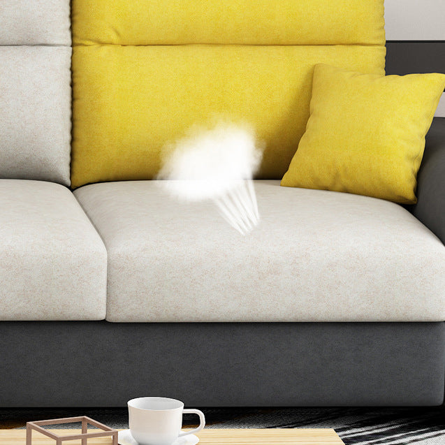 Modular Sewn Pillow Back Bench Seating Recessed Arm Assembled Settee Furniture Clearhalo 'furn' 'furn_sectionals' 'Furniture' 'furniture_sectionals' 'kitchen' 'kitchen_sectionals' 'Living Room Furniture' 'Sectionals' 4774481