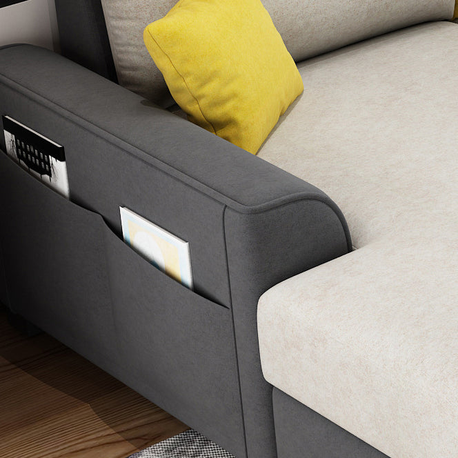 Modular Sewn Pillow Back Bench Seating Recessed Arm Assembled Settee Furniture Clearhalo 'furn' 'furn_sectionals' 'Furniture' 'furniture_sectionals' 'kitchen' 'kitchen_sectionals' 'Living Room Furniture' 'Sectionals' 4774487