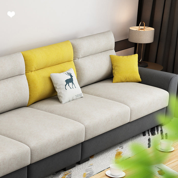 Modular Sewn Pillow Back Bench Seating Recessed Arm Assembled Settee Furniture Clearhalo 'furn' 'furn_sectionals' 'Furniture' 'furniture_sectionals' 'kitchen' 'kitchen_sectionals' 'Living Room Furniture' 'Sectionals' 4774490