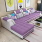Contemporary Sewn Pillow Back Sofa 138.83"D x 68.9"W x 35.43"H Pillow Top Arm Sofa Purple Latex Clearhalo 'furn' 'furn_sectionals' 'Furniture' 'furniture_sectionals' 'kitchen' 'kitchen_sectionals' 'Living Room Furniture' 'Sectionals' 4774502