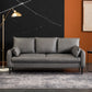 Cushions Square Arm Sofa 3-Seater Faux Leather Stain Resistant Loveseat Grey Clearhalo 'Furniture' 'furniture_sofas' 'kitchen' 'kitchen_sofas' 'Living Room Furniture' 'Sofa' 'sofas' 4777342