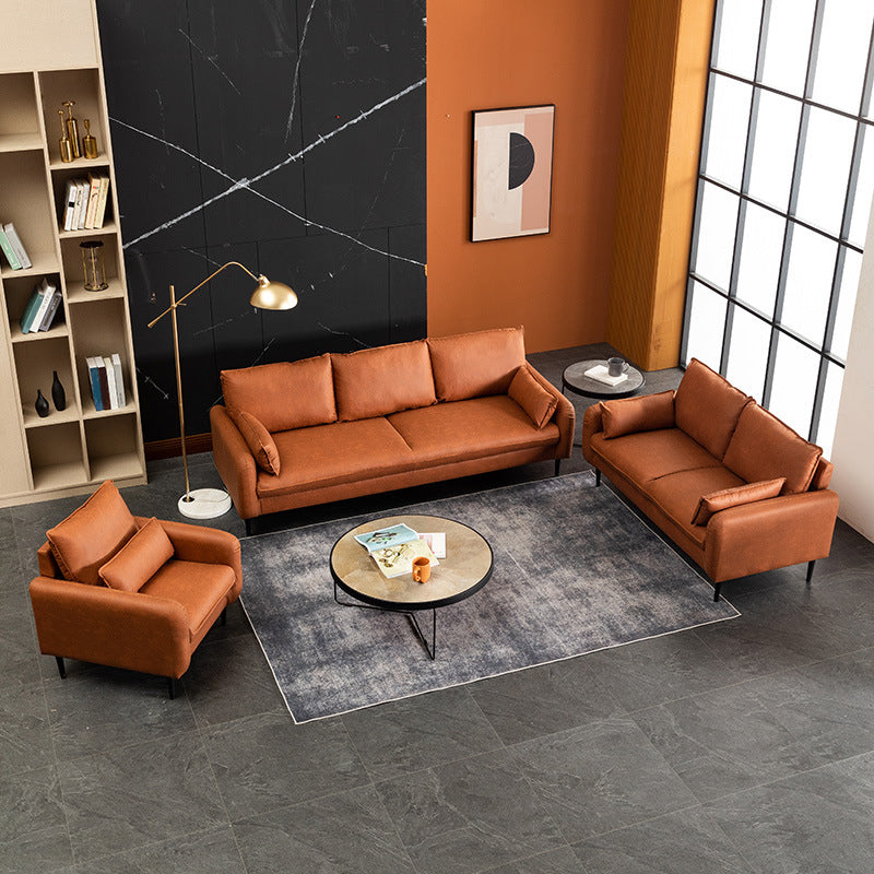 Cushions Square Arm Sofa 3-Seater Faux Leather Stain Resistant Loveseat Clearhalo 'Furniture' 'furniture_sofas' 'kitchen' 'kitchen_sofas' 'Living Room Furniture' 'Sofa' 'sofas' 4777344