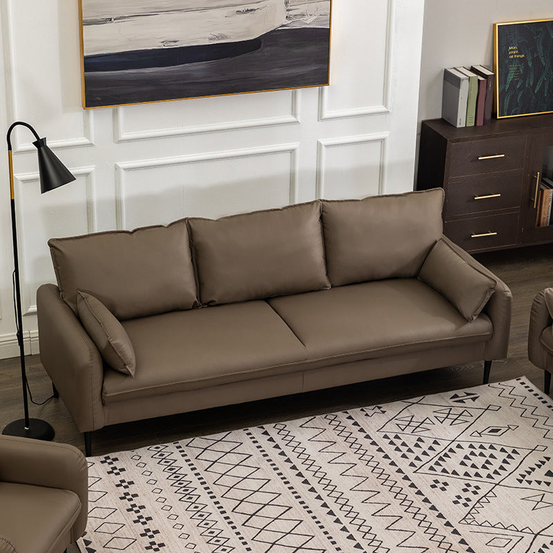 Cushions Square Arm Sofa 3-Seater Faux Leather Stain Resistant Loveseat Clearhalo 'Furniture' 'furniture_sofas' 'kitchen' 'kitchen_sofas' 'Living Room Furniture' 'Sofa' 'sofas' 4777345