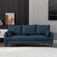 Cushions Square Arm Sofa 3-Seater Faux Leather Stain Resistant Loveseat Navy Blue Clearhalo 'Furniture' 'furniture_sofas' 'kitchen' 'kitchen_sofas' 'Living Room Furniture' 'Sofa' 'sofas' 4777347