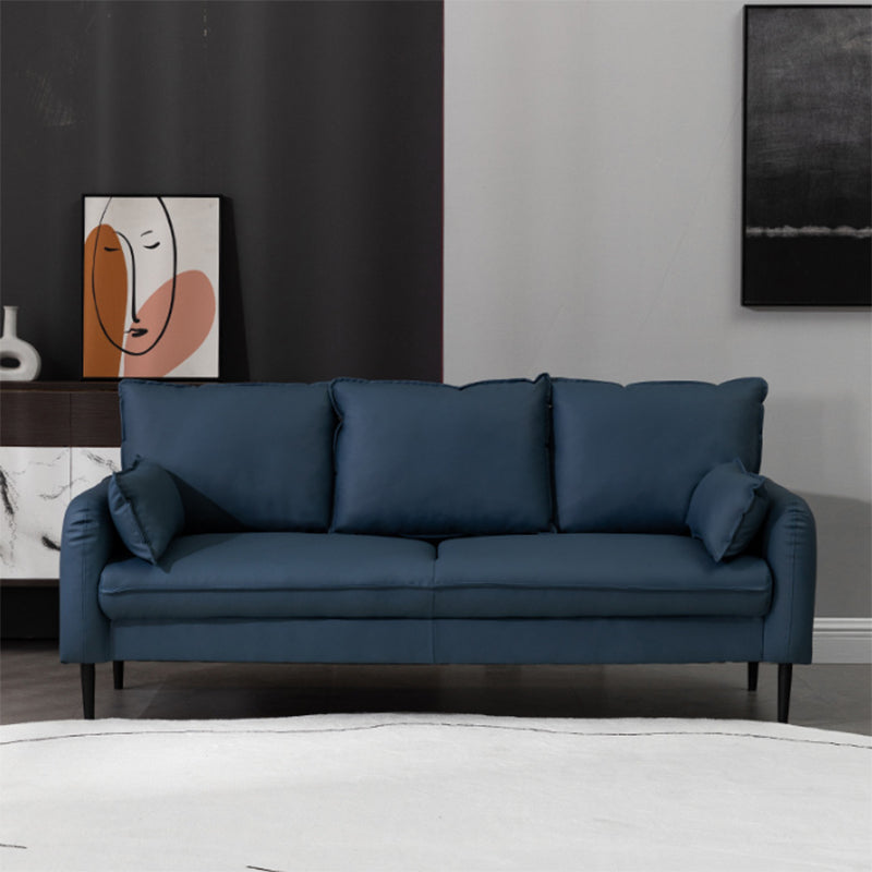 Cushions Square Arm Sofa 3-Seater Faux Leather Stain Resistant Loveseat Navy Blue Clearhalo 'Furniture' 'furniture_sofas' 'kitchen' 'kitchen_sofas' 'Living Room Furniture' 'Sofa' 'sofas' 4777347