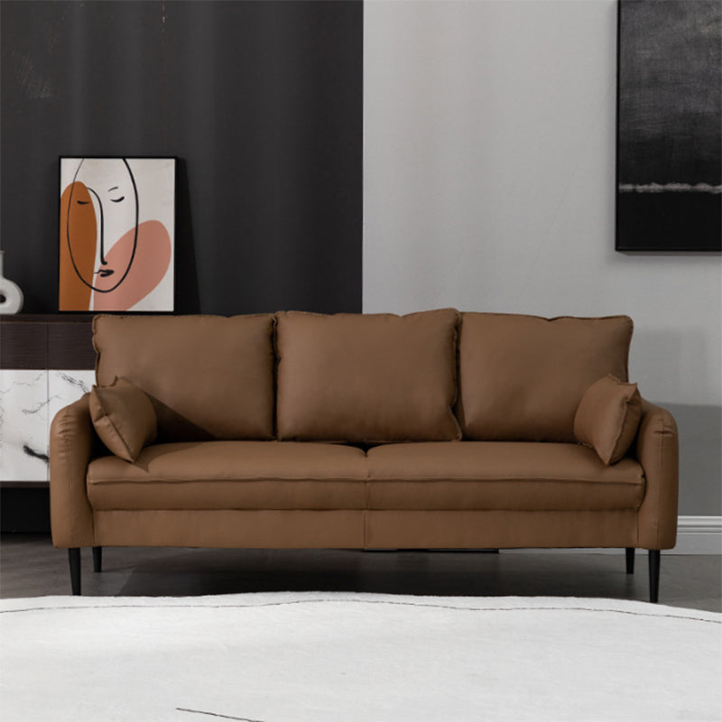 Cushions Square Arm Sofa 3-Seater Faux Leather Stain Resistant Loveseat Brown Clearhalo 'Furniture' 'furniture_sofas' 'kitchen' 'kitchen_sofas' 'Living Room Furniture' 'Sofa' 'sofas' 4777348