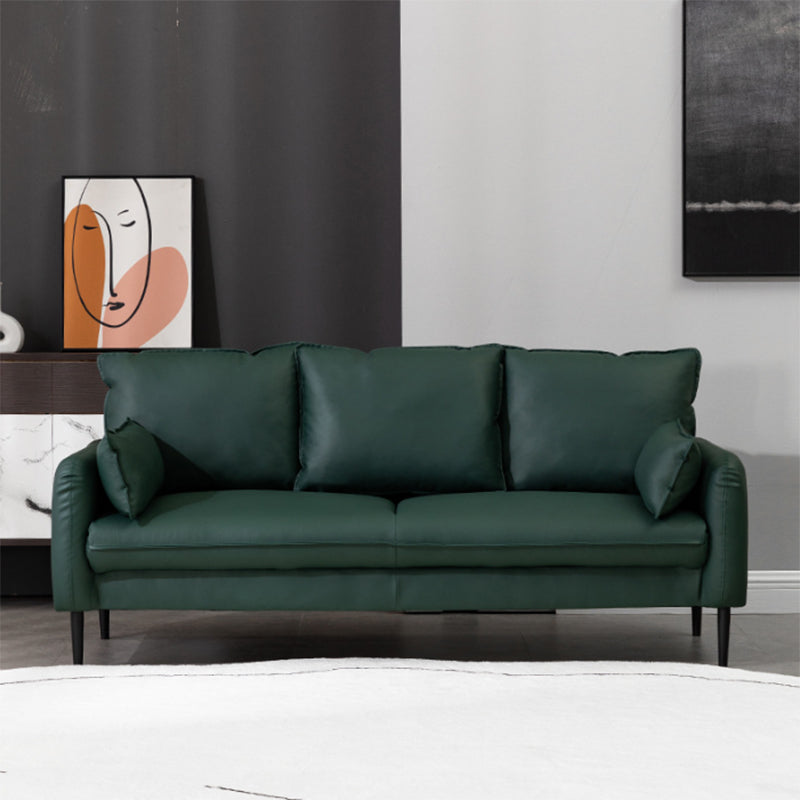 Cushions Square Arm Sofa 3-Seater Faux Leather Stain Resistant Loveseat Dark Green Clearhalo 'Furniture' 'furniture_sofas' 'kitchen' 'kitchen_sofas' 'Living Room Furniture' 'Sofa' 'sofas' 4777349