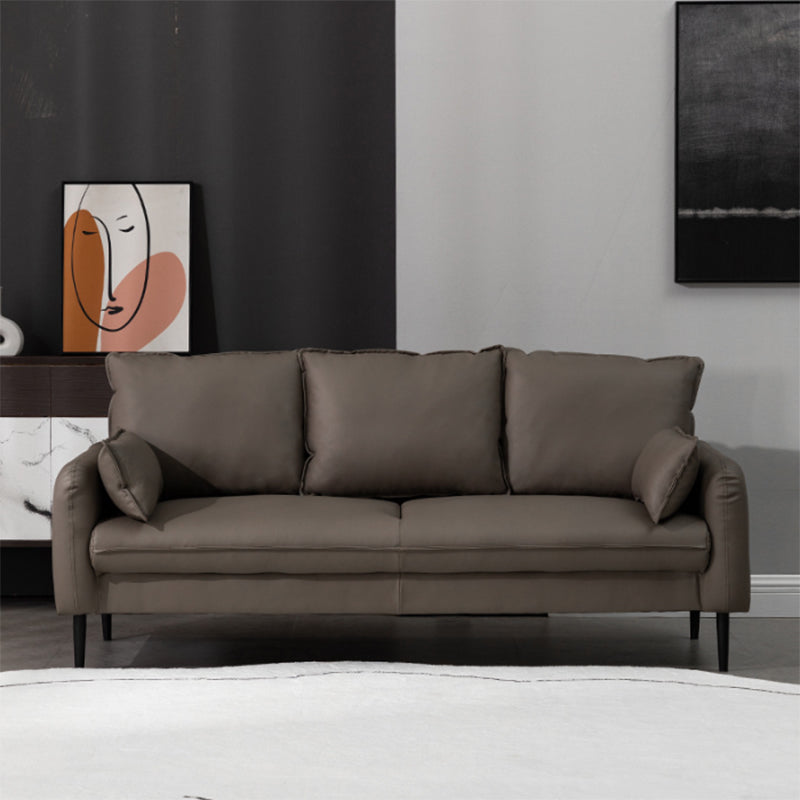 Cushions Square Arm Sofa 3-Seater Faux Leather Stain Resistant Loveseat Gray Coffee Clearhalo 'Furniture' 'furniture_sofas' 'kitchen' 'kitchen_sofas' 'Living Room Furniture' 'Sofa' 'sofas' 4777351