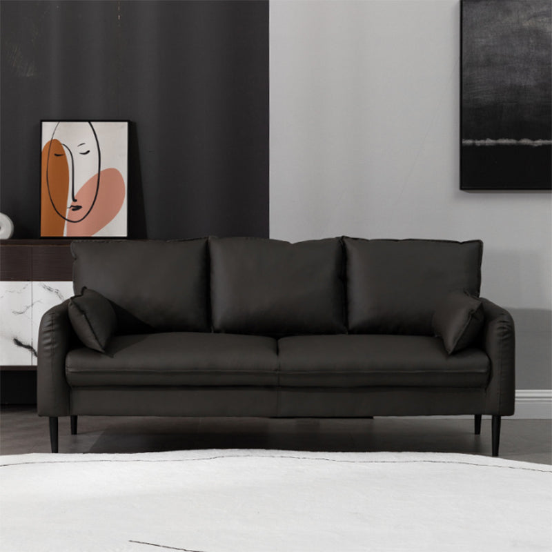 Cushions Square Arm Sofa 3-Seater Faux Leather Stain Resistant Loveseat Dark Gray Clearhalo 'Furniture' 'furniture_sofas' 'kitchen' 'kitchen_sofas' 'Living Room Furniture' 'Sofa' 'sofas' 4777358