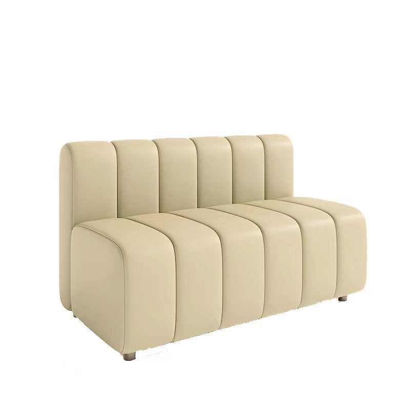31.5"High Contemporary Fabric Sewn Pillow Back Sofa for Restaurant and Cafe 47"L x 28"W x 31"H Beige Armless Clearhalo 'furn' 'furn_sofas' 'Furniture' 'furniture_sofas' 'kitchen' 'kitchen_sofas' 'Living Room Furniture' 'Sofa' 'sofas' 4777367