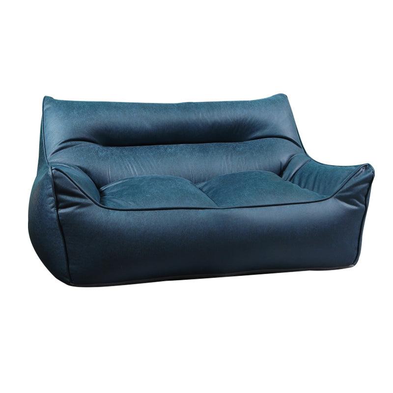 Contemporary Faux Leather Pillow Top Arm Sofa Sewn Pillow Back Sofa for Living Room 54"L x 33.5"W x 26"H Royal Blue Clearhalo 'furn' 'furn_sofas' 'Furniture' 'furniture_sofas' 'kitchen' 'kitchen_sofas' 'Living Room Furniture' 'Sofa' 'sofas' 4777396
