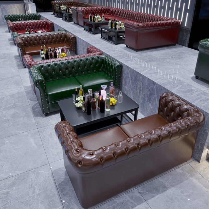 Mid Century Modern Leather Sofa 31.5"High Rolled Arm Sofa for Cafe Clearhalo 'furn' 'furn_sofas' 'Furniture' 'furniture_sofas' 'kitchen' 'kitchen_sofas' 'Living Room Furniture' 'Sofa' 'sofas' 4777432