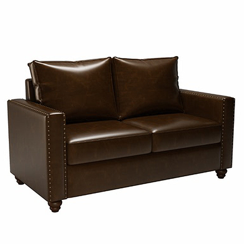 Mid Century Modern Leather Sofa 31.5"High Rolled Arm Sofa for Cafe 47"L x 29.5"W x 31.5"H Coffee Clearhalo 'furn' 'furn_sofas' 'Furniture' 'furniture_sofas' 'kitchen' 'kitchen_sofas' 'Living Room Furniture' 'Sofa' 'sofas' 4777439