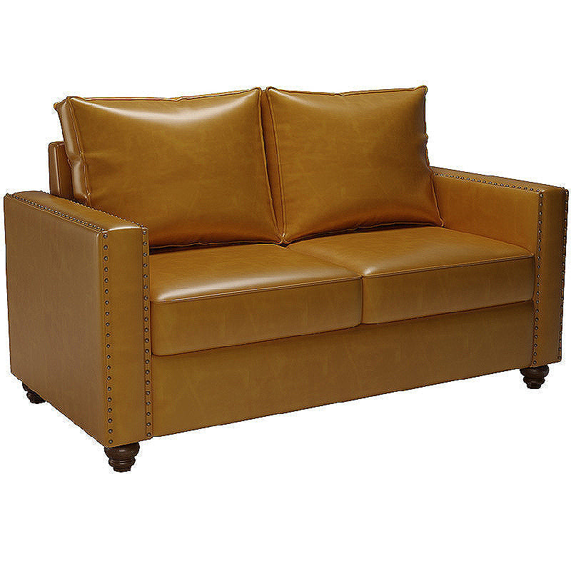Mid Century Modern Leather Sofa 31.5"High Rolled Arm Sofa for Cafe 47"L x 29.5"W x 31.5"H Camel Clearhalo 'furn' 'furn_sofas' 'Furniture' 'furniture_sofas' 'kitchen' 'kitchen_sofas' 'Living Room Furniture' 'Sofa' 'sofas' 4777440