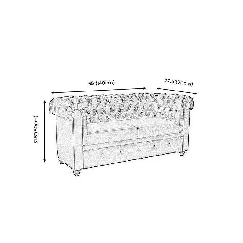 Mid Century Modern Leather Sofa 31.5"High Rolled Arm Sofa for Cafe Clearhalo 'furn' 'furn_sofas' 'Furniture' 'furniture_sofas' 'kitchen' 'kitchen_sofas' 'Living Room Furniture' 'Sofa' 'sofas' 4777442