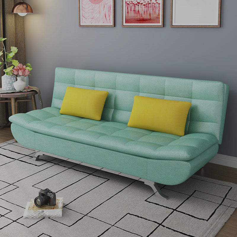 Hair Pin Legs Biscuit Back Armless Sofa with Slipcover for Living Room Green Faux Leather Clearhalo 'furn' 'furn_sofas' 'Furniture' 'furniture_sofas' 'kitchen' 'kitchen_sofas' 'Living Room Furniture' 'Sofa' 'sofas' 4777461