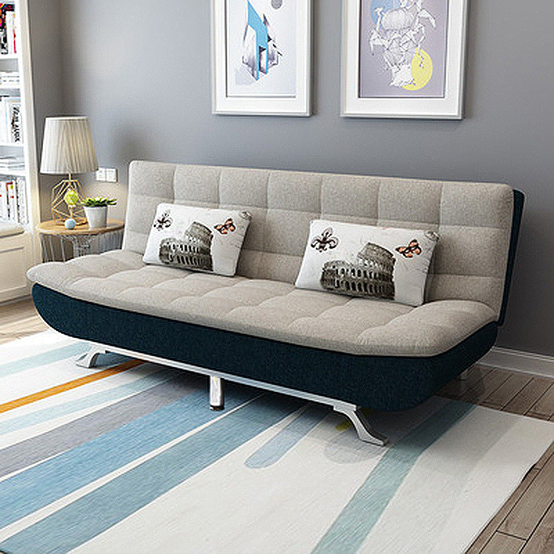 Hair Pin Legs Biscuit Back Armless Sofa with Slipcover for Living Room Gray-Blue Linen Blend Clearhalo 'furn' 'furn_sofas' 'Furniture' 'furniture_sofas' 'kitchen' 'kitchen_sofas' 'Living Room Furniture' 'Sofa' 'sofas' 4777467