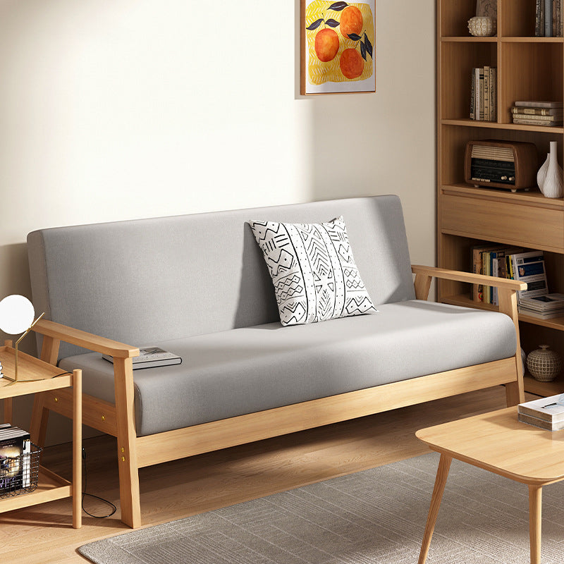 Fabric Square Arm Slipcovered 2/3 Seat Sofa Solid Color Sofa for Apartment Light Gray 28''H x 43''L x 24''W Clearhalo 'Furniture' 'furniture_sofas' 'kitchen' 'kitchen_sofas' 'Living Room Furniture' 'Sofa' 'sofas' 4777473