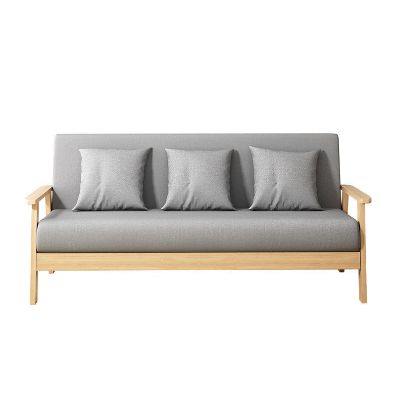 Fabric Square Arm Slipcovered 2/3 Seat Sofa Solid Color Sofa for Apartment Light Gray 28''H x 60''L x 24''W Clearhalo 'Furniture' 'furniture_sofas' 'kitchen' 'kitchen_sofas' 'Living Room Furniture' 'Sofa' 'sofas' 4777478