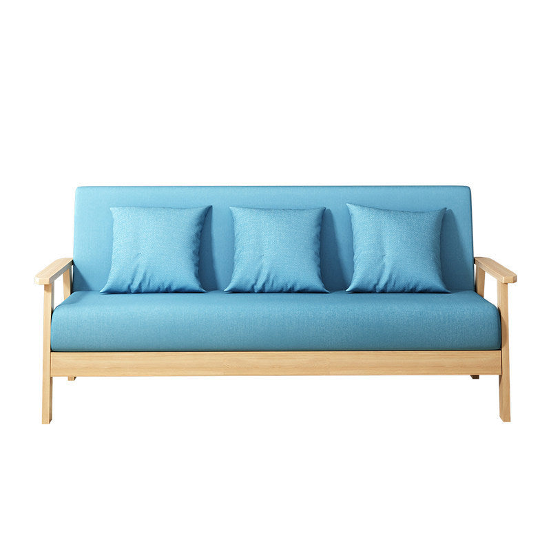 Fabric Square Arm Slipcovered 2/3 Seat Sofa Solid Color Sofa for Apartment Blue Clearhalo 'Furniture' 'furniture_sofas' 'kitchen' 'kitchen_sofas' 'Living Room Furniture' 'Sofa' 'sofas' 4777481