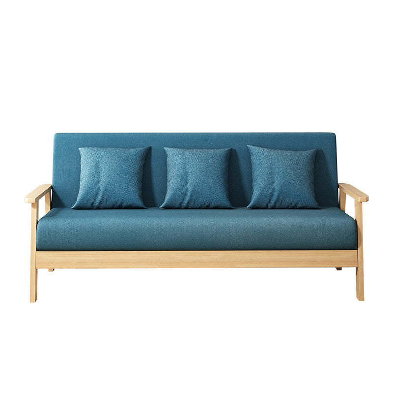 Fabric Square Arm Slipcovered 2/3 Seat Sofa Solid Color Sofa for Apartment Ocean Blue Clearhalo 'Furniture' 'furniture_sofas' 'kitchen' 'kitchen_sofas' 'Living Room Furniture' 'Sofa' 'sofas' 4777487