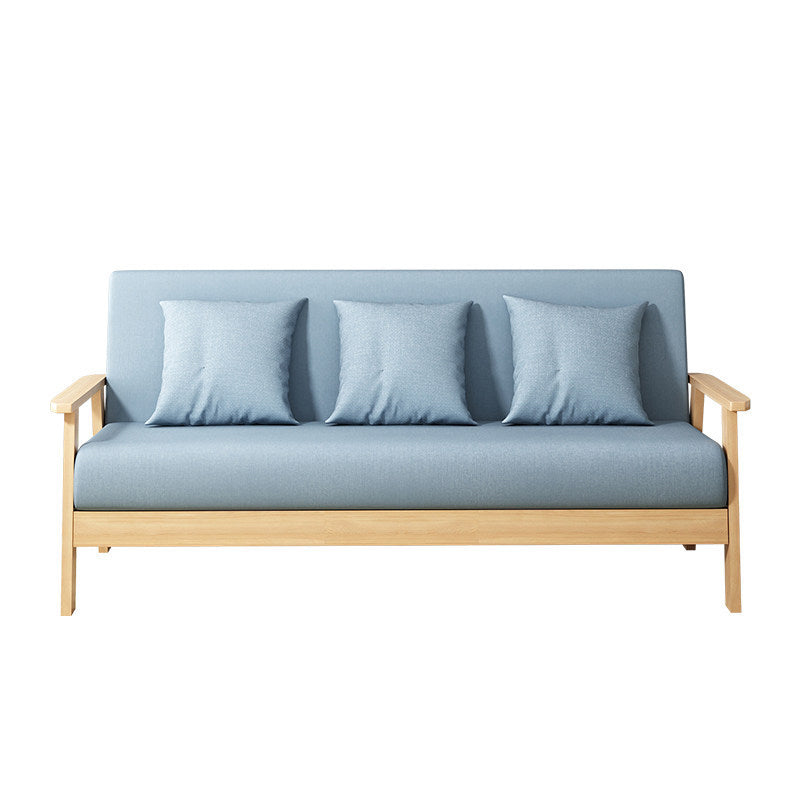 Fabric Square Arm Slipcovered 2/3 Seat Sofa Solid Color Sofa for Apartment Sky Blue Clearhalo 'Furniture' 'furniture_sofas' 'kitchen' 'kitchen_sofas' 'Living Room Furniture' 'Sofa' 'sofas' 4777488