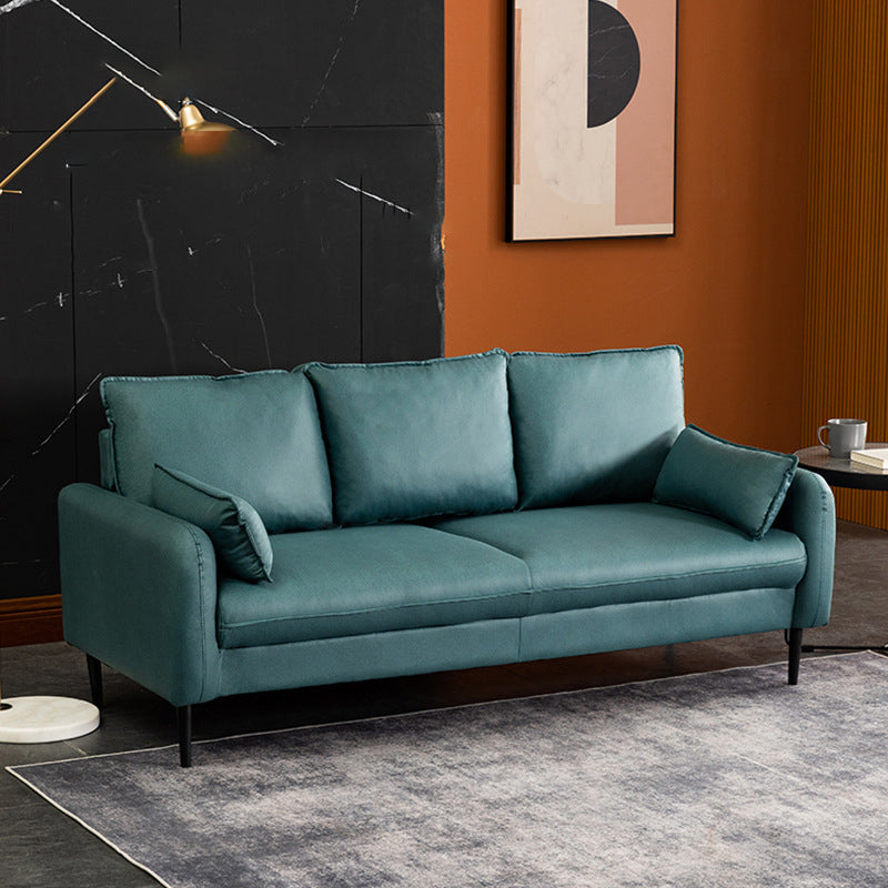 Faux Leather Cushions Sofa 3-Seat Contemporary 30.7" High Sofa Blackish Green Clearhalo 'furn' 'furn_sofas' 'Furniture' 'furniture_sofas' 'kitchen' 'kitchen_sofas' 'Living Room Furniture' 'Sofa' 'sofas' 4777494