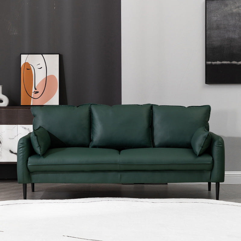 Faux Leather Cushions Sofa 3-Seat Contemporary 30.7" High Sofa Dark Green Clearhalo 'furn' 'furn_sofas' 'Furniture' 'furniture_sofas' 'kitchen' 'kitchen_sofas' 'Living Room Furniture' 'Sofa' 'sofas' 4777496