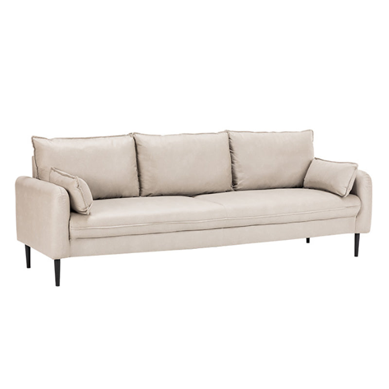 Faux Leather Cushions Sofa 3-Seat Contemporary 30.7" High Sofa Cream Gray Clearhalo 'furn' 'furn_sofas' 'Furniture' 'furniture_sofas' 'kitchen' 'kitchen_sofas' 'Living Room Furniture' 'Sofa' 'sofas' 4777497