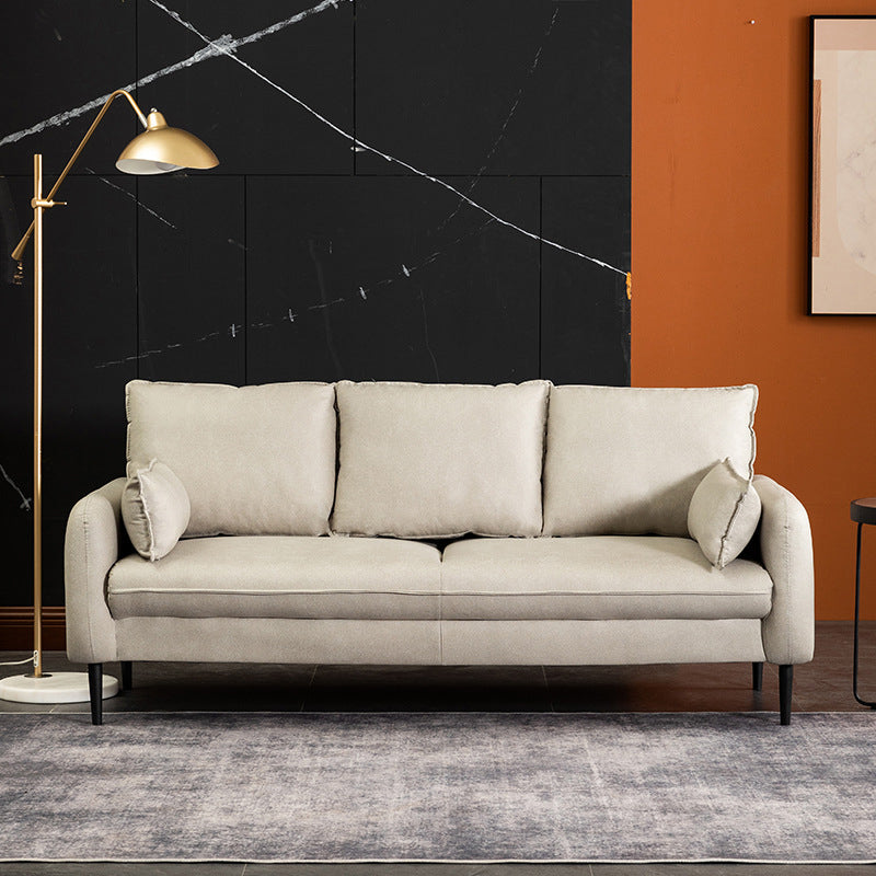 Faux Leather Cushions Sofa 3-Seat Contemporary 30.7" High Sofa Off-White Clearhalo 'furn' 'furn_sofas' 'Furniture' 'furniture_sofas' 'kitchen' 'kitchen_sofas' 'Living Room Furniture' 'Sofa' 'sofas' 4777501