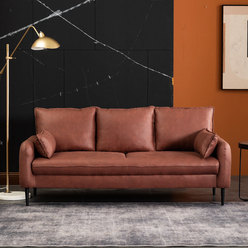 Faux Leather Cushions Sofa 3-Seat Contemporary 30.7" High Sofa Dark Red Clearhalo 'furn' 'furn_sofas' 'Furniture' 'furniture_sofas' 'kitchen' 'kitchen_sofas' 'Living Room Furniture' 'Sofa' 'sofas' 4777503