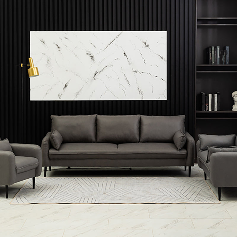 Faux Leather Cushions Sofa 3-Seat Contemporary 30.7" High Sofa Clearhalo 'furn' 'furn_sofas' 'Furniture' 'furniture_sofas' 'kitchen' 'kitchen_sofas' 'Living Room Furniture' 'Sofa' 'sofas' 4777513