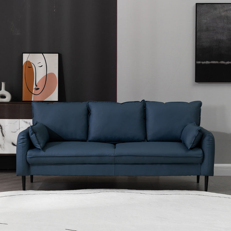 Faux Leather Cushions Sofa 3-Seat Contemporary 30.7" High Sofa Navy Blue Clearhalo 'furn' 'furn_sofas' 'Furniture' 'furniture_sofas' 'kitchen' 'kitchen_sofas' 'Living Room Furniture' 'Sofa' 'sofas' 4777517