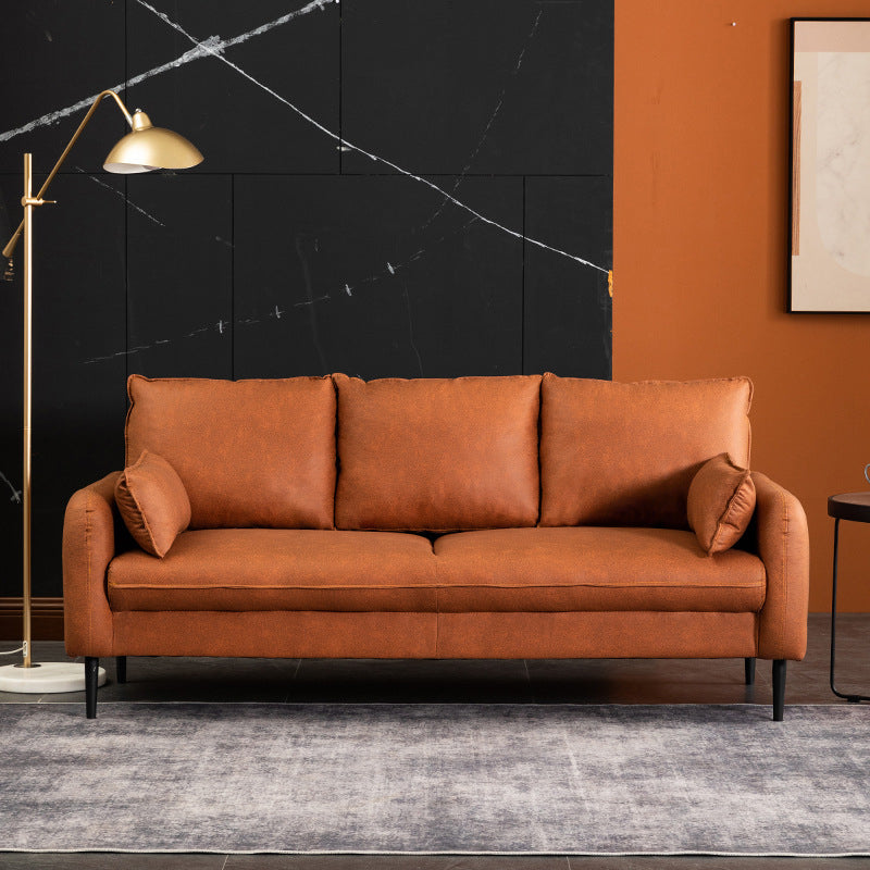 Faux Leather Cushions Sofa 3-Seat Contemporary 30.7" High Sofa Orange Yellow Clearhalo 'furn' 'furn_sofas' 'Furniture' 'furniture_sofas' 'kitchen' 'kitchen_sofas' 'Living Room Furniture' 'Sofa' 'sofas' 4777520