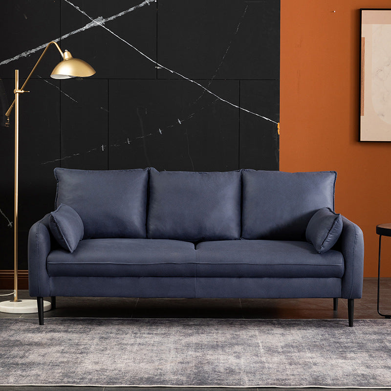 Faux Leather Cushions Sofa 3-Seat Contemporary 30.7" High Sofa Dark Blue Clearhalo 'furn' 'furn_sofas' 'Furniture' 'furniture_sofas' 'kitchen' 'kitchen_sofas' 'Living Room Furniture' 'Sofa' 'sofas' 4777521