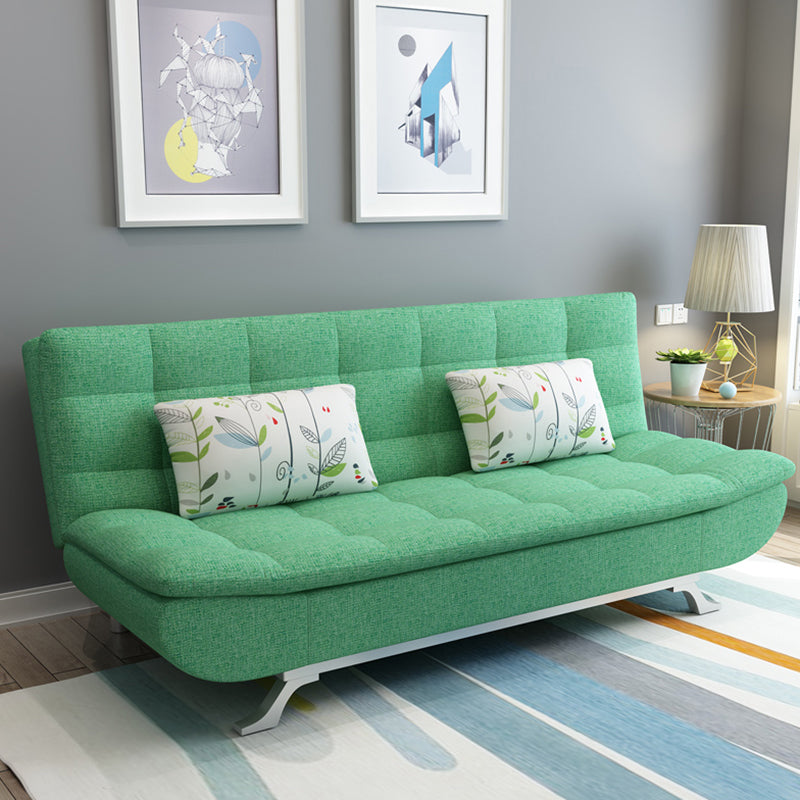 74.80" W √ó 33.46" D √ó 35.43" H Biscuit Back Armless Sofa with Convertible Green Linen Blend Clearhalo 'furn' 'furn_sofas' 'Furniture' 'furniture_sofas' 'kitchen' 'kitchen_sofas' 'Living Room Furniture' 'Sofa' 'sofas' 4777558