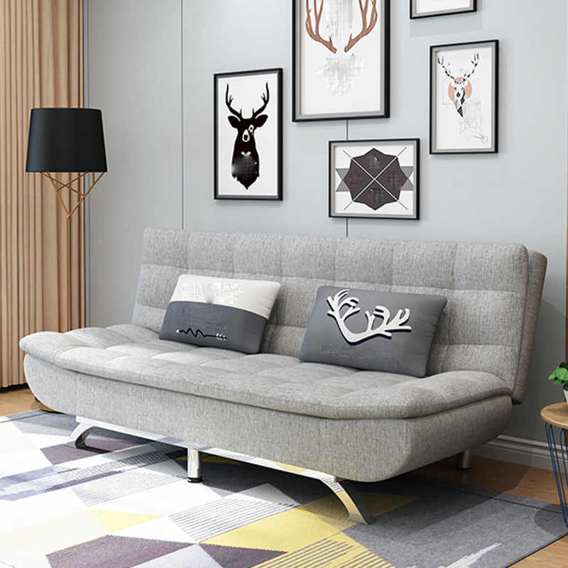 74.80" W √ó 33.46" D √ó 35.43" H Biscuit Back Armless Sofa with Convertible Light Gray Linen Blend Clearhalo 'furn' 'furn_sofas' 'Furniture' 'furniture_sofas' 'kitchen' 'kitchen_sofas' 'Living Room Furniture' 'Sofa' 'sofas' 4777564