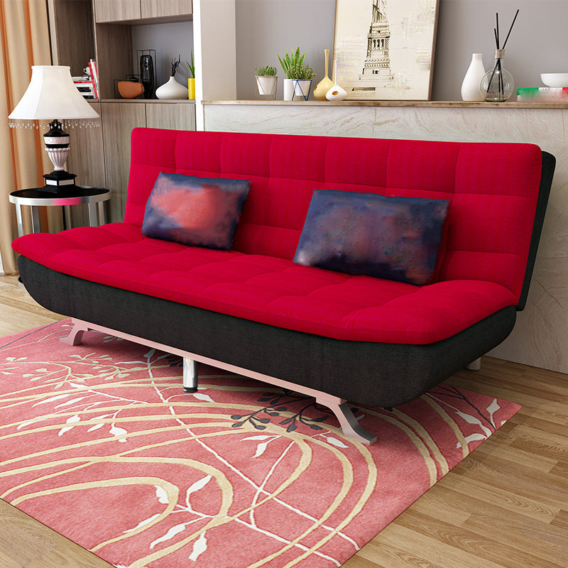 74.80" W √ó 33.46" D √ó 35.43" H Biscuit Back Armless Sofa with Convertible Red-Black Linen Blend Clearhalo 'furn' 'furn_sofas' 'Furniture' 'furniture_sofas' 'kitchen' 'kitchen_sofas' 'Living Room Furniture' 'Sofa' 'sofas' 4777567