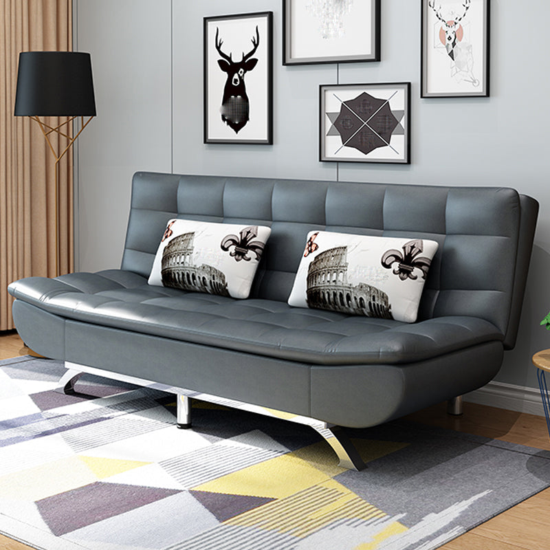 74.80" W √ó 33.46" D √ó 35.43" H Biscuit Back Armless Sofa with Convertible Dark Gray Faux Leather Clearhalo 'furn' 'furn_sofas' 'Furniture' 'furniture_sofas' 'kitchen' 'kitchen_sofas' 'Living Room Furniture' 'Sofa' 'sofas' 4777579