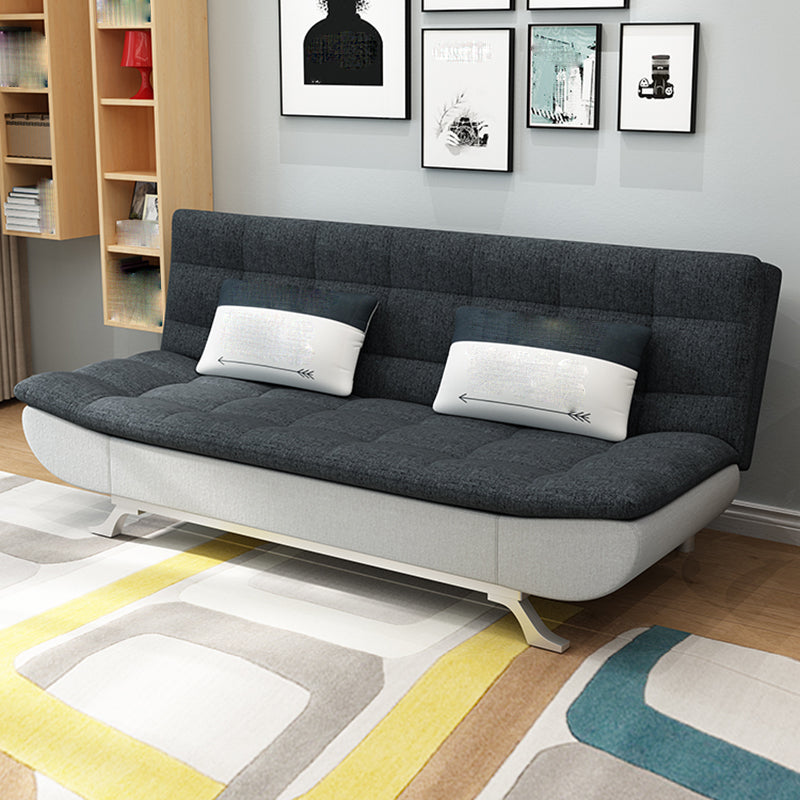 74.80" W √ó 33.46" D √ó 35.43" H Biscuit Back Armless Sofa with Convertible Dark Gray-White Linen Blend Clearhalo 'furn' 'furn_sofas' 'Furniture' 'furniture_sofas' 'kitchen' 'kitchen_sofas' 'Living Room Furniture' 'Sofa' 'sofas' 4777581