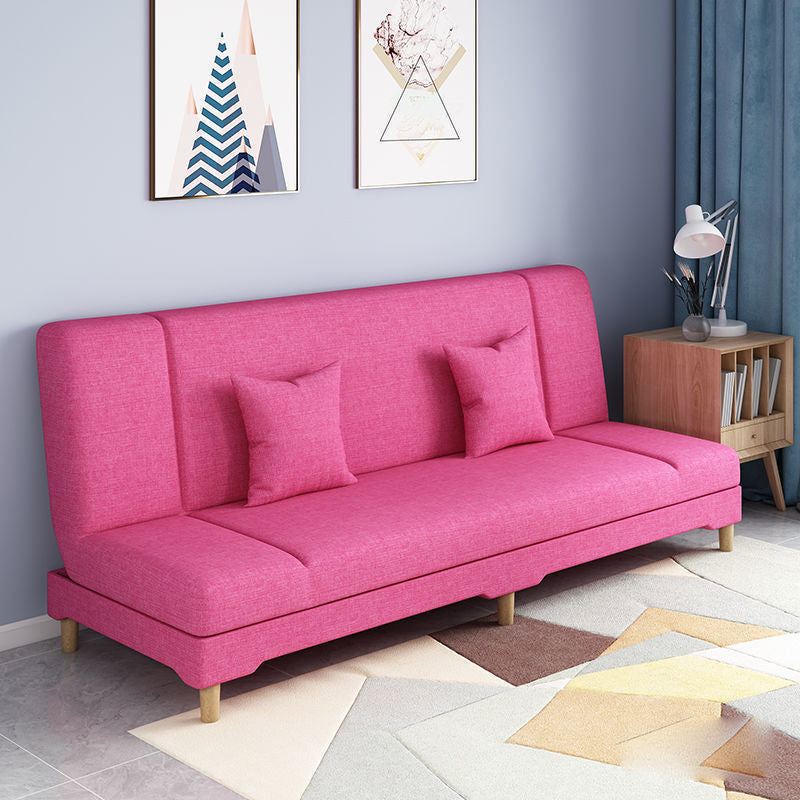 Scandinavian Convertible Sleeper Sofa 31.5" High Armless Settee Rose Red Clearhalo 'furn' 'furn_sofas' 'Furniture' 'furniture_sofas' 'kitchen' 'kitchen_sofas' 'Living Room Furniture' 'Sofa' 'sofas' 4777584