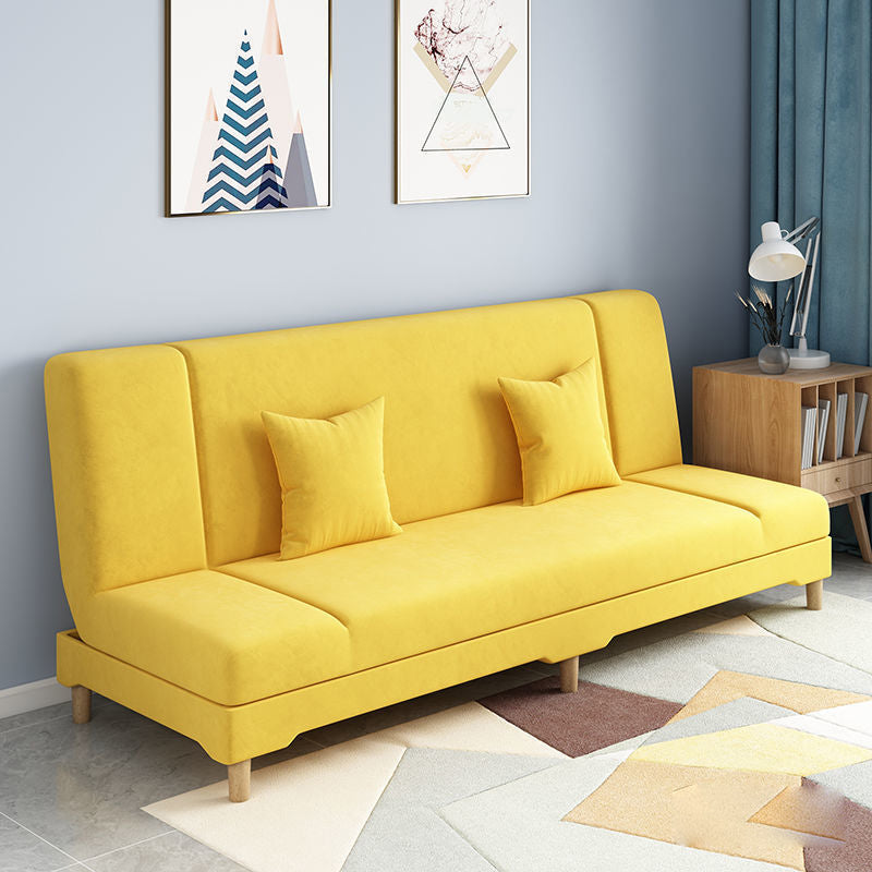 Scandinavian Convertible Sleeper Sofa 31.5" High Armless Settee Yellow Clearhalo 'furn' 'furn_sofas' 'Furniture' 'furniture_sofas' 'kitchen' 'kitchen_sofas' 'Living Room Furniture' 'Sofa' 'sofas' 4777597