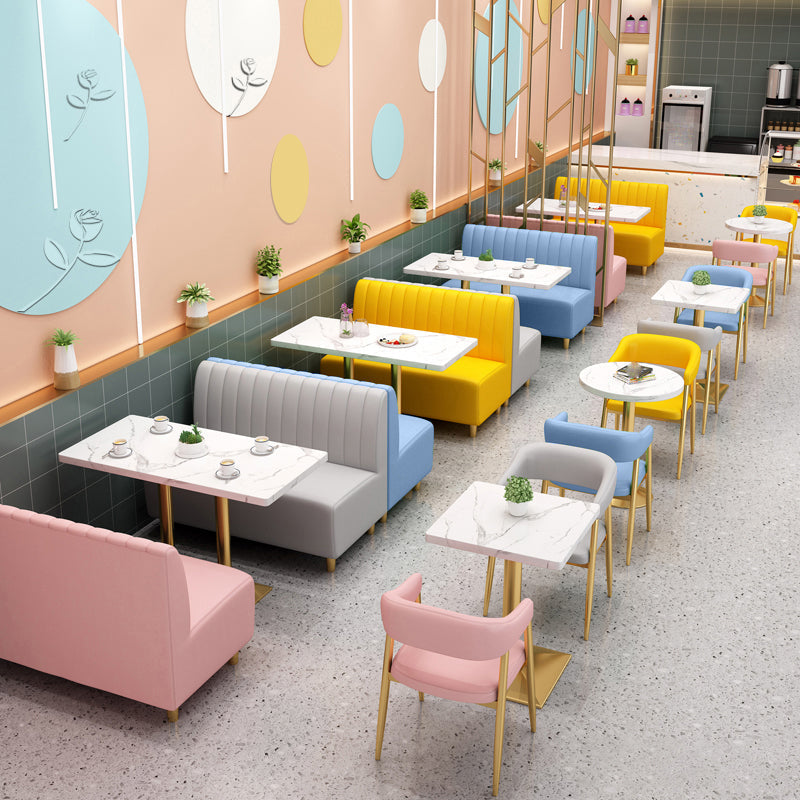 Gold Contemporary Glam Sofa 47.27"D x 25.59"W x 33.46"H 2-seat Sofa for Restaurant Clearhalo 'furn' 'furn_sofas' 'Furniture' 'furniture_sofas' 'kitchen' 'kitchen_sofas' 'Living Room Furniture' 'Sofa' 'sofas' 4777613