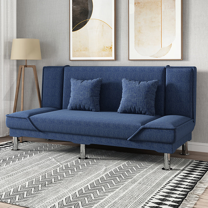 Armless Settee with Cotton Blend 19.68" W Convertible Sleeper Sofa for Living Room Dark Blue Clearhalo 'furn' 'furn_sofas' 'Furniture' 'furniture_sofas' 'kitchen' 'kitchen_sofas' 'Living Room Furniture' 'Sofa' 'sofas' 4777631