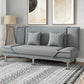 Armless Settee with Cotton Blend 19.68" W Convertible Sleeper Sofa for Living Room Grey Clearhalo 'furn' 'furn_sofas' 'Furniture' 'furniture_sofas' 'kitchen' 'kitchen_sofas' 'Living Room Furniture' 'Sofa' 'sofas' 4777642