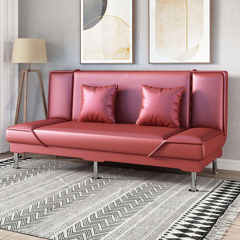 Armless Settee with Cotton Blend 19.68" W Convertible Sleeper Sofa for Living Room Burgundy Clearhalo 'furn' 'furn_sofas' 'Furniture' 'furniture_sofas' 'kitchen' 'kitchen_sofas' 'Living Room Furniture' 'Sofa' 'sofas' 4777643